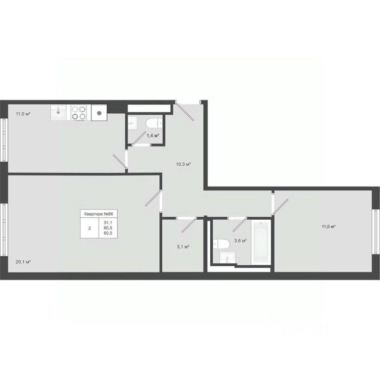 1-BD Apartment Sale, 60.5 sq. m. at Iakovlevo, ZhK Yakovlevo, kvartal № 145, Troitsk District, Moscow, Russia #1 1-BD Apartment Sale, 60.5 sq. m. at Iakovlevo, ZhK Yakovlevo, kvartal № 145, Troitsk District, Moscow, Russia #1