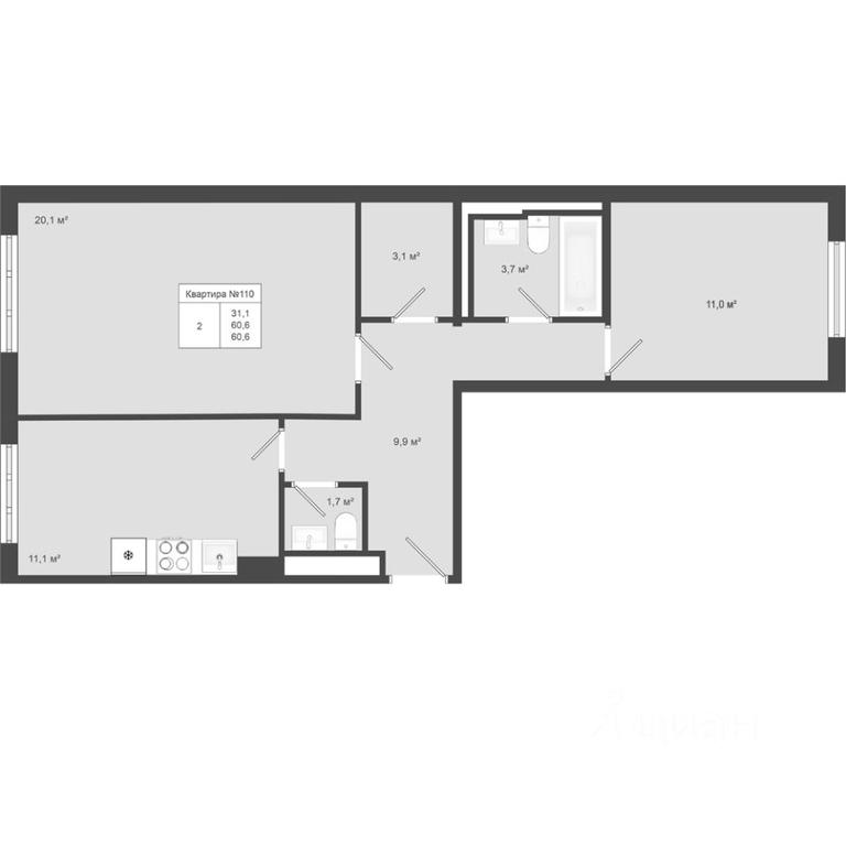 1-BD Apartment Sale, 60.6平方米 at Iakovlevo, ZhK Yakovlevo, kvartal № 145, Troitsk District, Moscow, Russia #1 1-BD Apartment Sale, 60.6平方米 at Iakovlevo, ZhK Yakovlevo, kvartal № 145, Troitsk District, Moscow, Russia #1