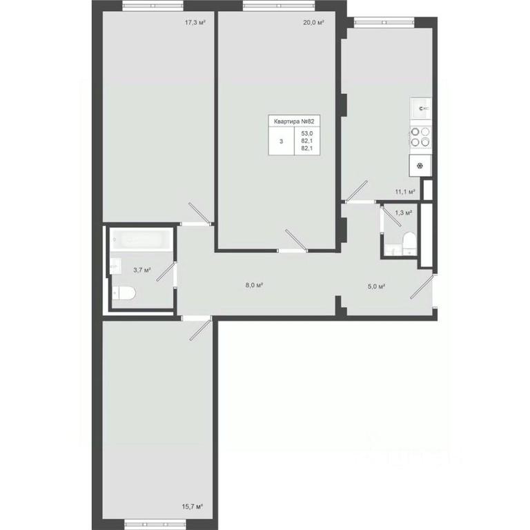 2-BD Apartment Sale, 82.1平方米 at Iakovlevo, ZhK Yakovlevo, kvartal № 145, Troitsk District, Moscow, Russia #1