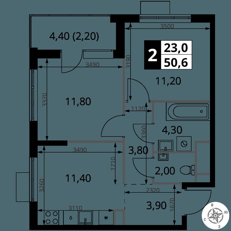 2-BD Apartment Sale, 50.6平方米 at 1 Himkinskij, zhiloy kompleks 1-y Khimkinskiy, kvartal Mezhdunarodny, mikrorayon Klyazma-Starbeyevo, Khimki, Moscow Region, Russia #2 2-BD Apartment Sale, 50.6平方米 at 1 Himkinskij, zhiloy kompleks 1-y Khimkinskiy, kvartal Mezhdunarodny, mikrorayon Klyazma-Starbeyevo, Khimki, Moscow Region, Russia #2