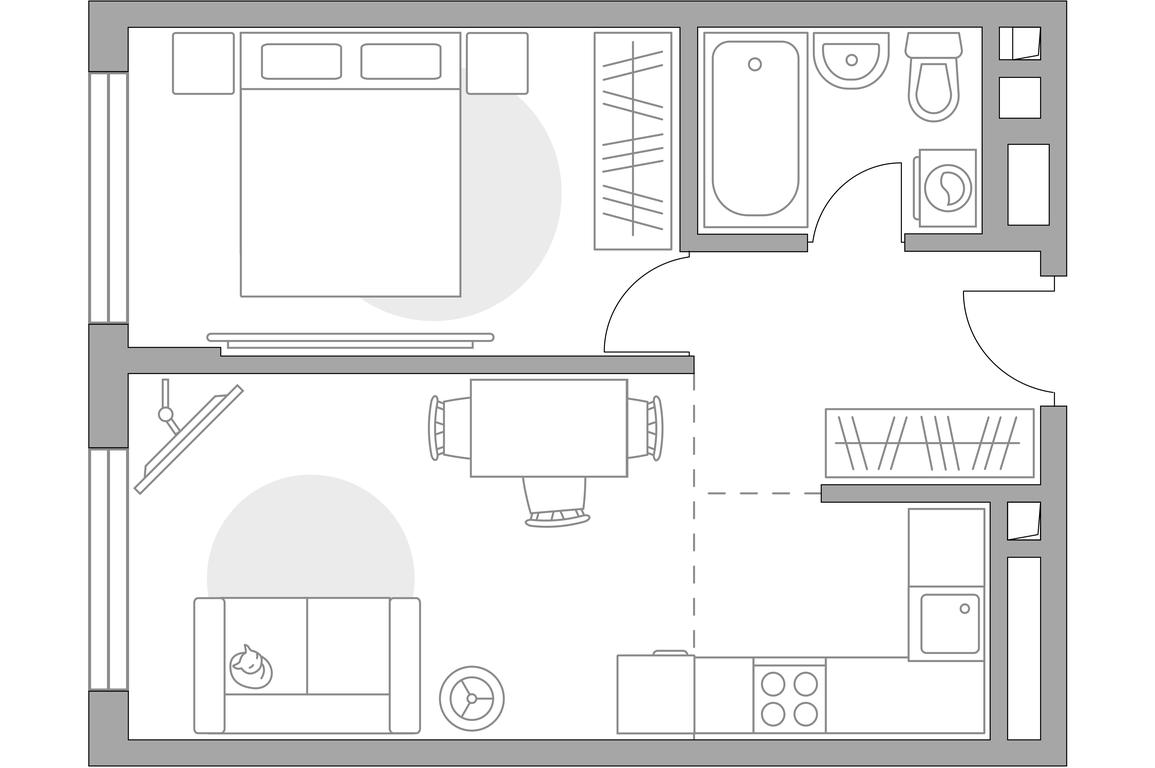 2-BD Apartment Sale, 41.99 sq. m. at BeLuck Kolomenskoe, Kashirskoye Highway, Moscow, Russia #1