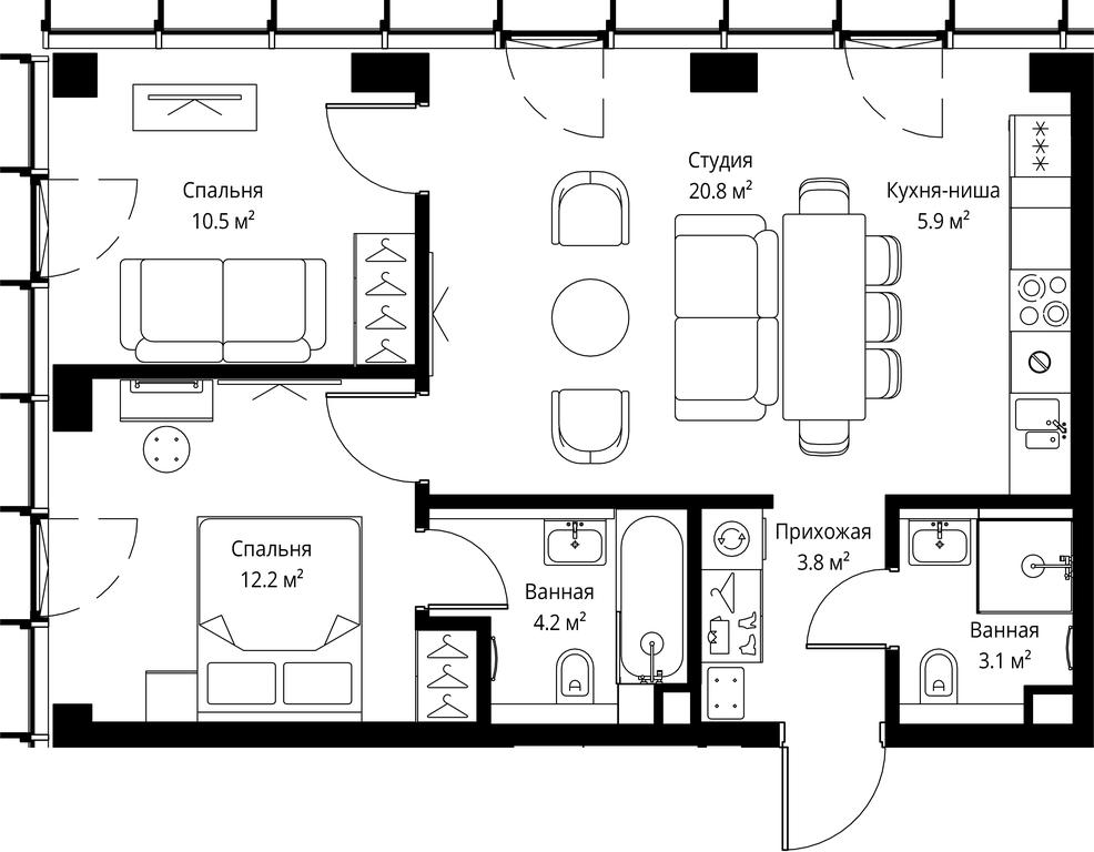 2-BD Apartment Sale, 60.5 sq. m. at Symphony 34, 2nd Khutorskaya Street, 38А, Moscow, Russia #2 2-BD Apartment Sale, 60.5 sq. m. at Symphony 34, 2nd Khutorskaya Street, 38А, Moscow, Russia #2