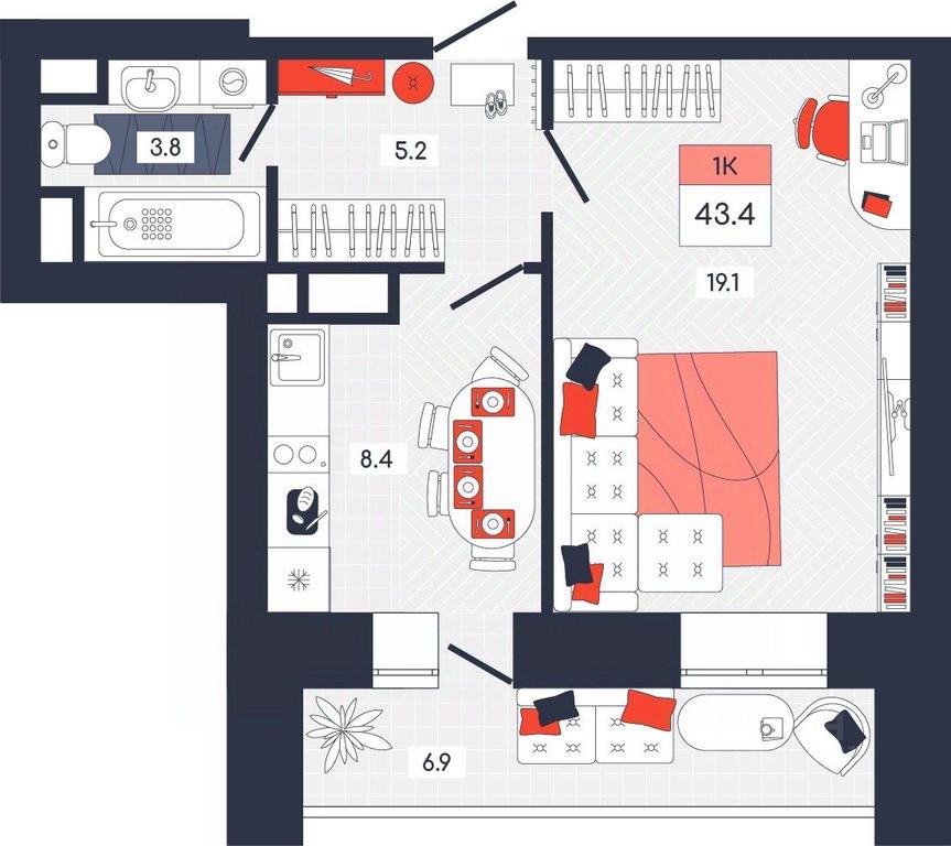 Apartment Sale, 43.4 sq. m. at Feniks, Tverskaya Street, Dubna, Moscow Region, Russia #1 Apartment Sale, 43.4 sq. m. at Feniks, Tverskaya Street, Dubna, Moscow Region, Russia #1