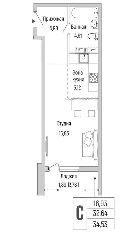 Apartment Sale, 34.53 sq. m. at Бузланово, Krasnogorsk Urban District, Moscow Region, Russia #1