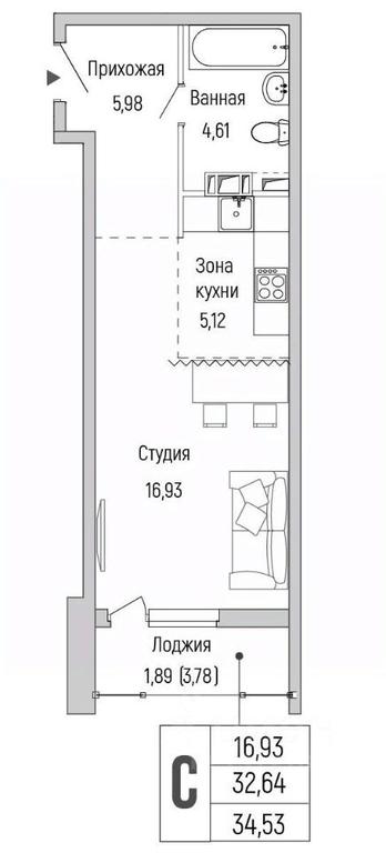 Apartment Sale, 34.53 sq. m. at Бузланово, Krasnogorsk Urban District, Moscow Region, Russia #1