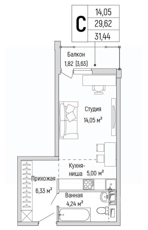 Apartment Sale, 31.44平方米 at Бузланово, Krasnogorsk Urban District, Moscow Region, Russia #1 Apartment Sale, 31.44平方米 at Бузланово, Krasnogorsk Urban District, Moscow Region, Russia #1
