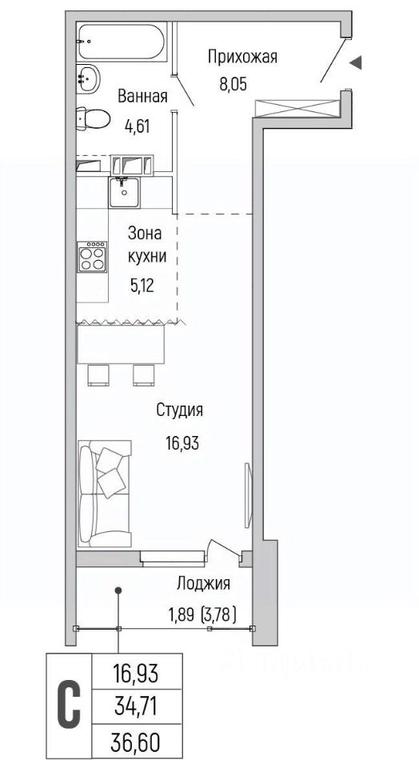 Apartment Sale, 36.6 sq. m. at Бузланово, Krasnogorsk Urban District, Moscow Region, Russia #1