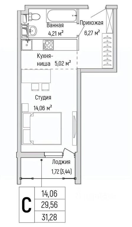 Apartment Sale, 31.28 sq. m. at Бузланово, Krasnogorsk Urban District, Moscow Region, Russia #1