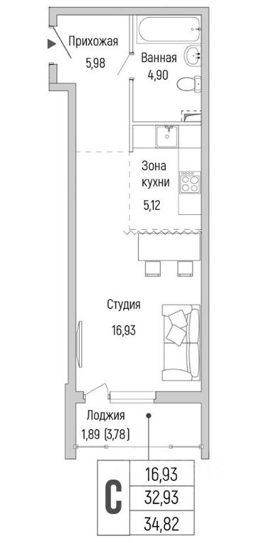Apartment Sale, 34.82平方米 at Бузланово, Krasnogorsk Urban District, Moscow Region, Russia #1
