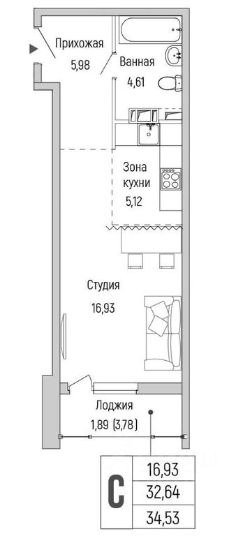 Apartment Sale, 34.53平方米 at Бузланово, Krasnogorsk Urban District, Moscow Region, Russia #1