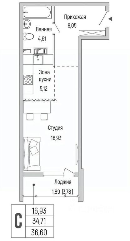 Apartment Sale, 36.6平方米 at Бузланово, Krasnogorsk Urban District, Moscow Region, Russia #1