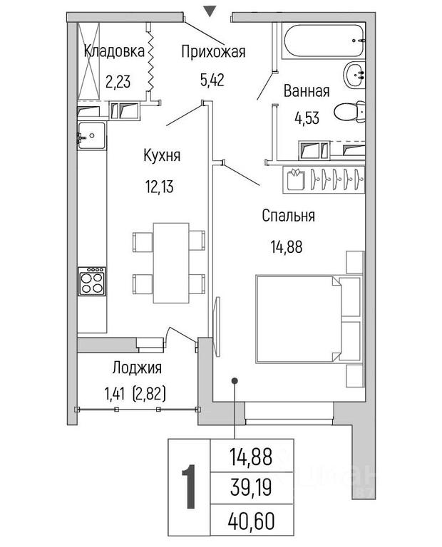 Apartment Sale, 40.6 sq. m. at Бузланово, Krasnogorsk Urban District, Moscow Region, Russia #1