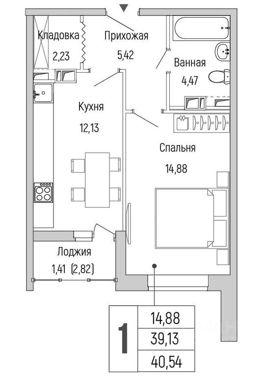 Apartment Sale, 40.54 sq. m. at Бузланово, Krasnogorsk Urban District, Moscow Region, Russia #1
