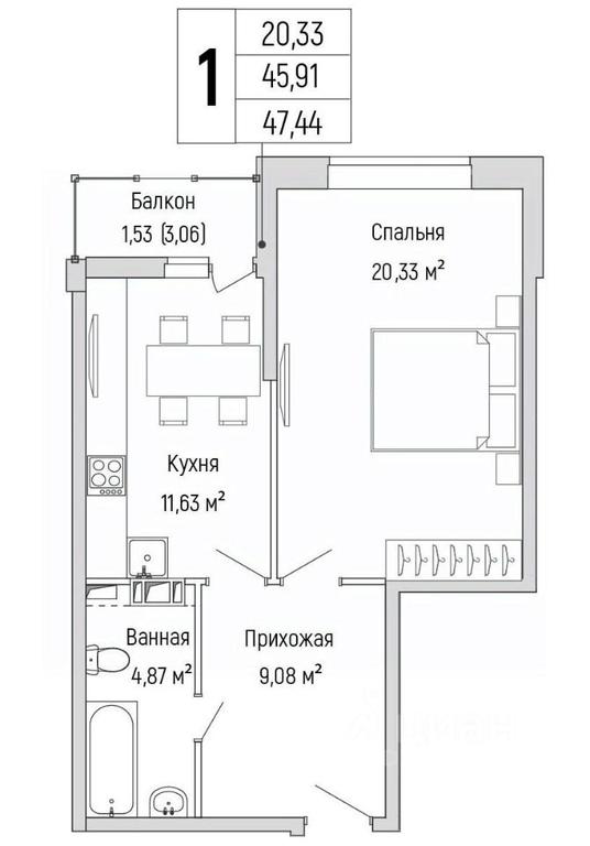 Apartment Sale, 47.44平方米 at Бузланово, Krasnogorsk Urban District, Moscow Region, Russia #1