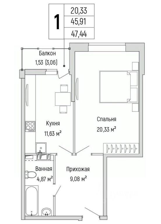 Apartment Sale, 47.44平方米 at Бузланово, Krasnogorsk Urban District, Moscow Region, Russia #1 Apartment Sale, 47.44平方米 at Бузланово, Krasnogorsk Urban District, Moscow Region, Russia #1