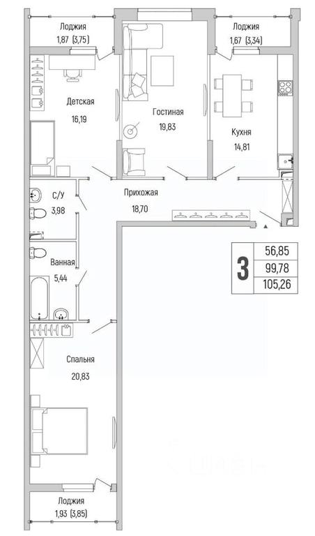 1-BD Apartment Sale, 105.26平方米 at Бузланово, Krasnogorsk Urban District, Moscow Region, Russia #1 1-BD Apartment Sale, 105.26平方米 at Бузланово, Krasnogorsk Urban District, Moscow Region, Russia #1