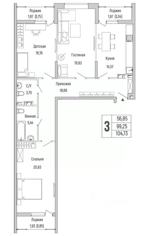1-BD Apartment Sale, 104.73 sq. m. at Бузланово, Krasnogorsk Urban District, Moscow Region, Russia #1