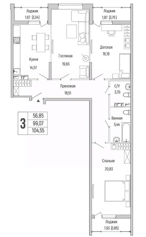 1-BD Apartment Sale, 104.55平方米 at Бузланово, Krasnogorsk Urban District, Moscow Region, Russia #1 1-BD Apartment Sale, 104.55平方米 at Бузланово, Krasnogorsk Urban District, Moscow Region, Russia #1