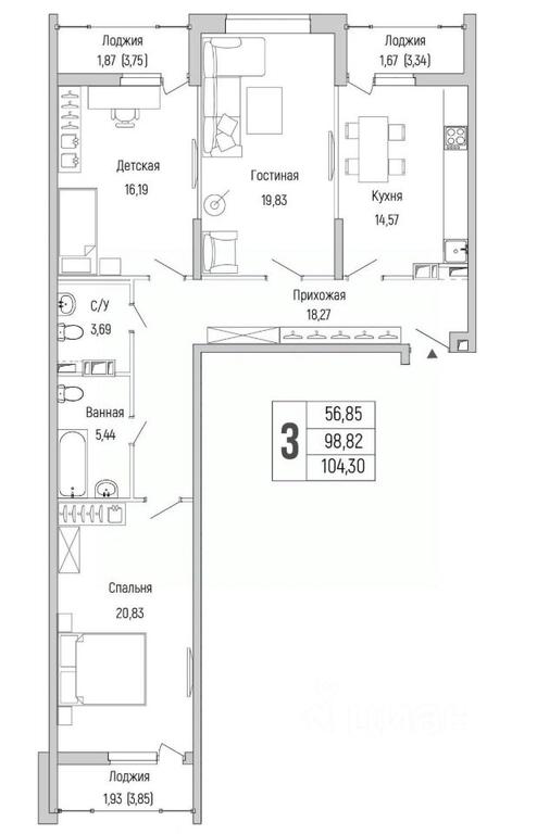 1-BD Apartment Sale, 104.3 sq. m. at Бузланово, Krasnogorsk Urban District, Moscow Region, Russia #1