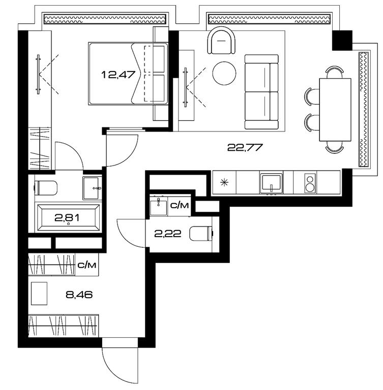 1-BD Apartment Sale, 50 sq. m. at Lunar, Leninsky Avenue, 38, Moscow, Russia #1 1-BD Apartment Sale, 50 sq. m. at Lunar, Leninsky Avenue, 38, Moscow, Russia #1