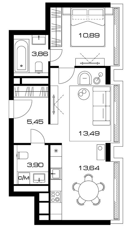 1-BD Apartment Sale, 52.3平方米 at Lunar, Leninsky Avenue, 38, Moscow, Russia #1 1-BD Apartment Sale, 52.3平方米 at Lunar, Leninsky Avenue, 38, Moscow, Russia #1