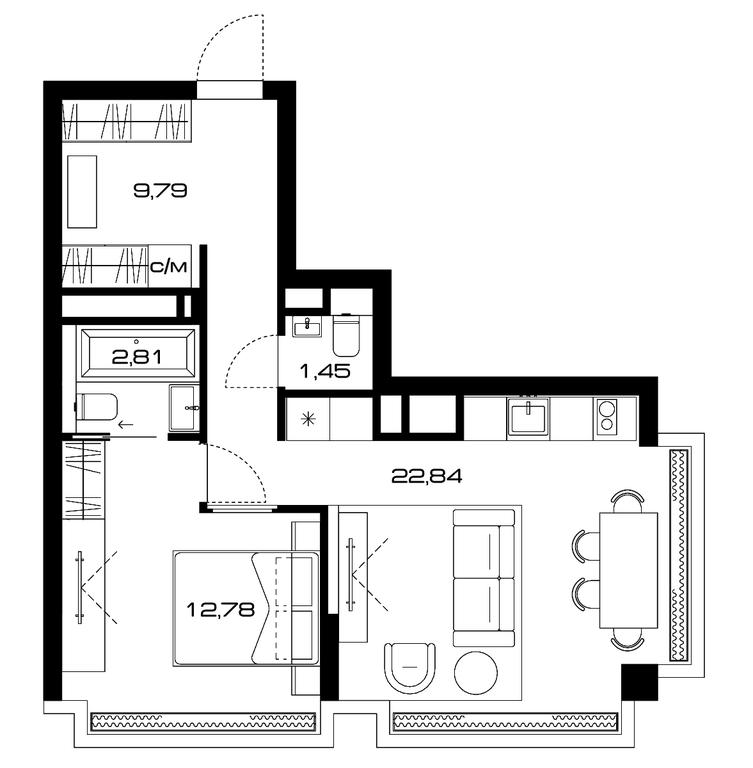 1-BD Apartment Sale, 50.6平方米 at Lunar, Leninsky Avenue, 38, Moscow, Russia #1 1-BD Apartment Sale, 50.6平方米 at Lunar, Leninsky Avenue, 38, Moscow, Russia #1