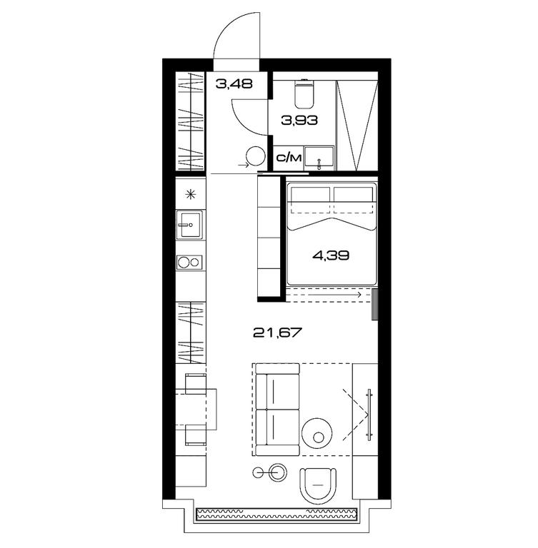 Apartment Sale, 33.6平方米 at Lunar, Leninsky Avenue, 38, Moscow, Russia #1