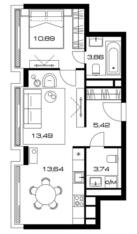 1-BD Apartment Sale, 52.3平方米 at Lunar, Leninsky Avenue, 38, Moscow, Russia #1 1-BD Apartment Sale, 52.3平方米 at Lunar, Leninsky Avenue, 38, Moscow, Russia #1