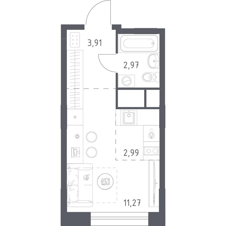 Apartment Sale, 21.14 sq. m. at Novograd Pavlino, Kosinskoye shosse, 2, Novoye Pavlino Microdistrict, Balashikha, Moscow Region, Russia #1