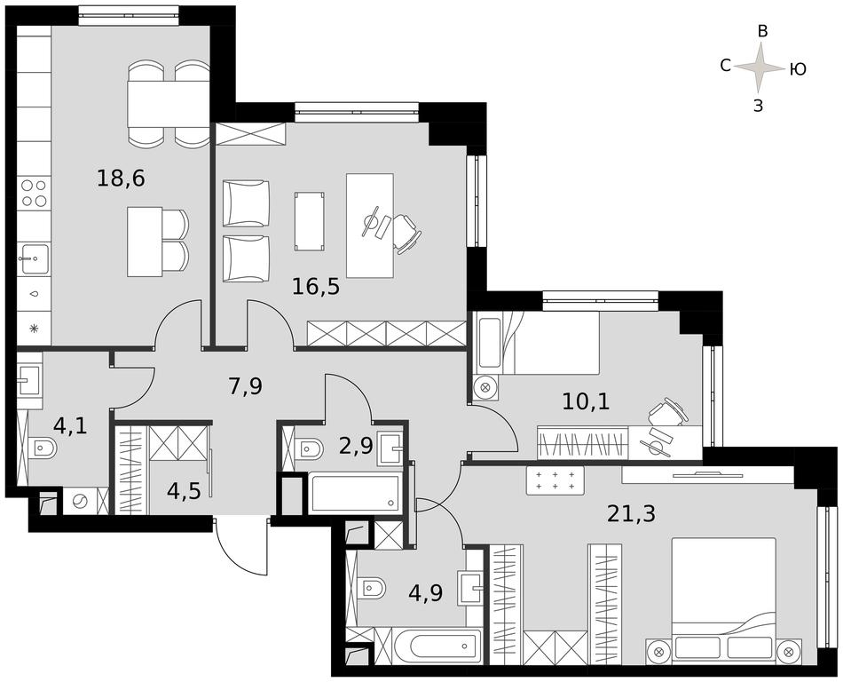 3-BD Apartment Sale, 90.8平方米 at Sydney City, Shenogina Street, 2, Moscow, Russia #1 3-BD Apartment Sale, 90.8平方米 at Sydney City, Shenogina Street, 2, Moscow, Russia #1