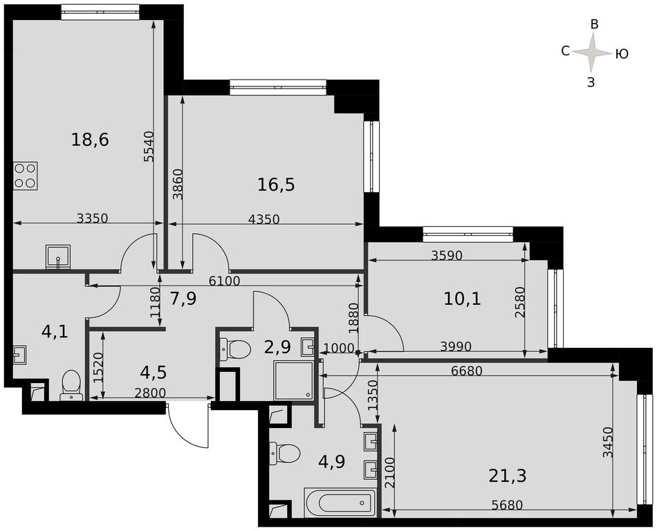 3-BD Apartment Sale, 90.8平方米 at Sydney City, Shenogina Street, 2, Moscow, Russia #2 3-BD Apartment Sale, 90.8平方米 at Sydney City, Shenogina Street, 2, Moscow, Russia #2