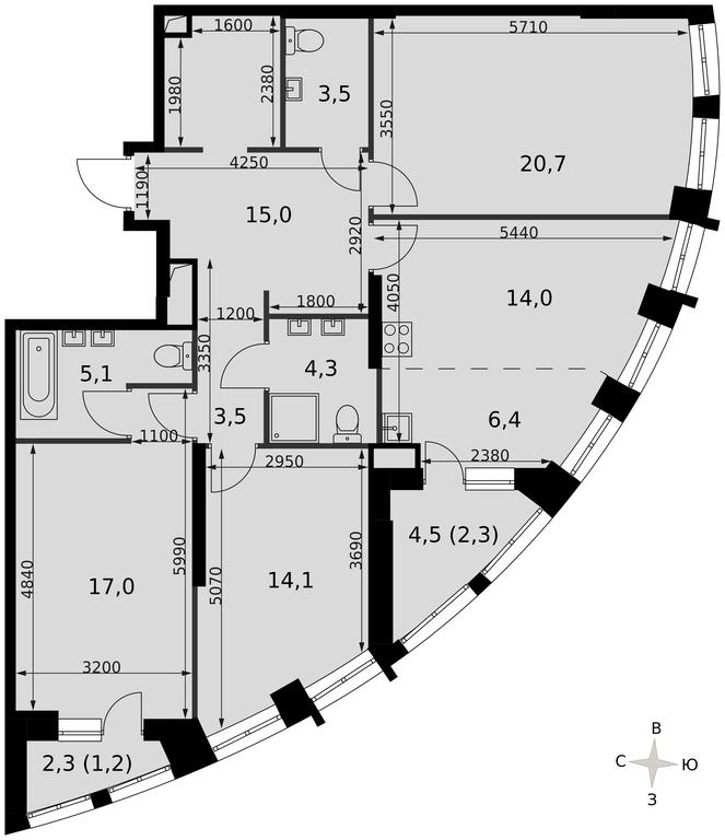 4-BD Apartment Sale, 106.1 sq. m. at Sydney City, Shenogina Street, 2, Moscow, Russia #2