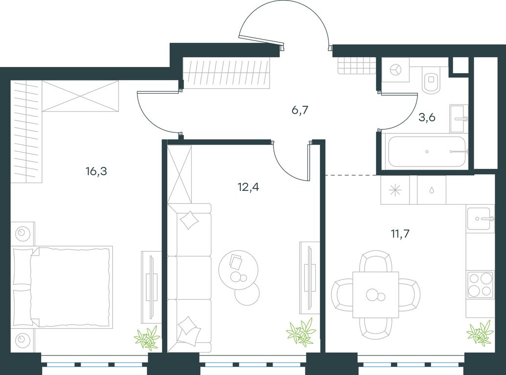 1-BD Apartment Sale, 50.7 sq. m. at Level Yzhnoportovaya, Yuzhnoportovaya Street, 28Ас17, Moscow, Russia #1