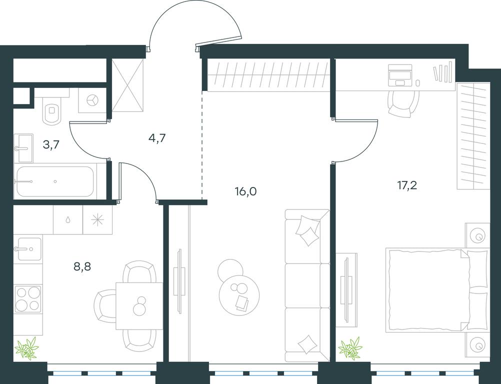 1-BD Apartment Sale, 50.4 sq. m. at Level Yzhnoportovaya, Yuzhnoportovaya Street, 28Ас17, Moscow, Russia #1