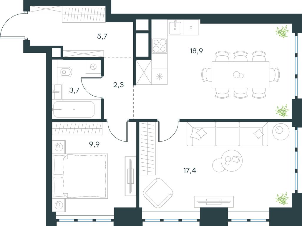1-BD Apartment Sale, 57.9 sq. m. at Level Yzhnoportovaya, Yuzhnoportovaya Street, 28Ас17, Moscow, Russia #1