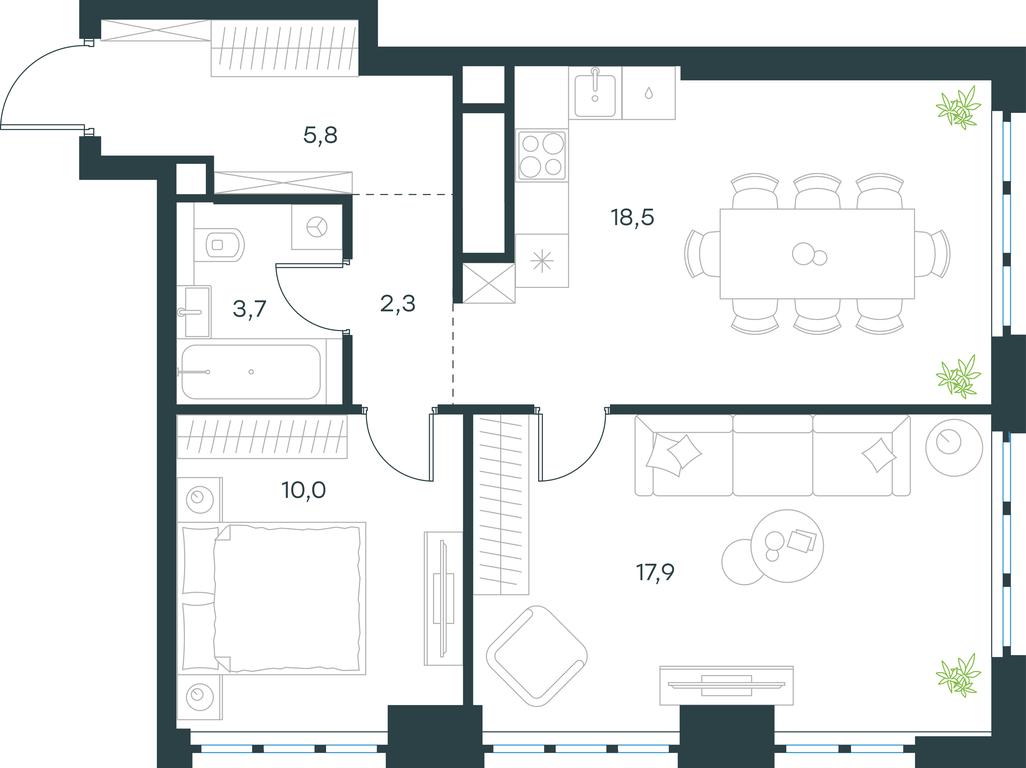 1-BD Apartment Sale, 58.2 sq. m. at Level Yzhnoportovaya, Yuzhnoportovaya Street, 28Ас17, Moscow, Russia #1 1-BD Apartment Sale, 58.2 sq. m. at Level Yzhnoportovaya, Yuzhnoportovaya Street, 28Ас17, Moscow, Russia #1