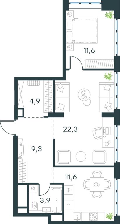 1-BD Apartment Sale, 63.6平方米 at Level Yzhnoportovaya, Yuzhnoportovaya Street, 28Ас17, Moscow, Russia #1 1-BD Apartment Sale, 63.6平方米 at Level Yzhnoportovaya, Yuzhnoportovaya Street, 28Ас17, Moscow, Russia #1