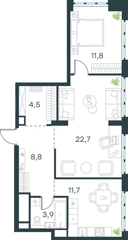 1-BD Apartment Sale, 63.4 sq. m. at Level Yzhnoportovaya, Yuzhnoportovaya Street, 28Ас17, Moscow, Russia #1