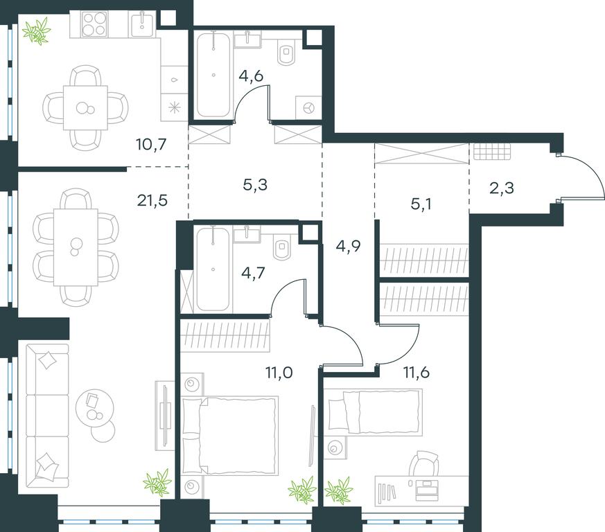 2-BD Apartment Sale, 81.7 sq. m. at Level Yzhnoportovaya, Yuzhnoportovaya Street, 28Ас17, Moscow, Russia #1 2-BD Apartment Sale, 81.7 sq. m. at Level Yzhnoportovaya, Yuzhnoportovaya Street, 28Ас17, Moscow, Russia #1
