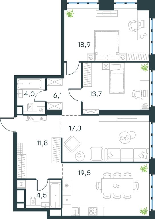2-BD Apartment Sale, 95.8 sq. m. at Level Yzhnoportovaya, Yuzhnoportovaya Street, 28Ас17, Moscow, Russia #1 2-BD Apartment Sale, 95.8 sq. m. at Level Yzhnoportovaya, Yuzhnoportovaya Street, 28Ас17, Moscow, Russia #1
