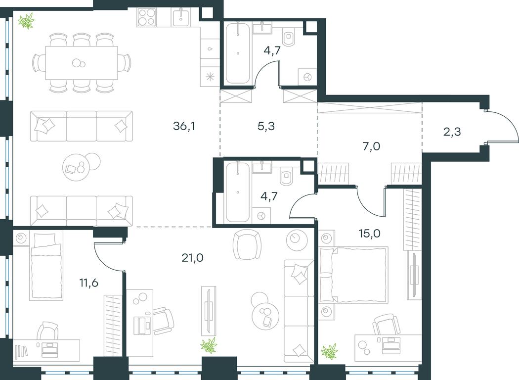 2-BD Apartment Sale, 107.7平方米 at Level Yzhnoportovaya, Yuzhnoportovaya Street, 28Ас17, Moscow, Russia #1 2-BD Apartment Sale, 107.7平方米 at Level Yzhnoportovaya, Yuzhnoportovaya Street, 28Ас17, Moscow, Russia #1