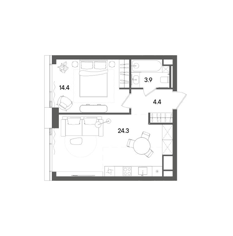 Продажа 1-комн. квартиры, 47 м² в ЖК «Грейн (Grain)», Старокалужское шоссе, 64с1, Москва, Россия #2 Продажа 1-комн. квартиры, 47 м² в ЖК «Грейн (Grain)», Старокалужское шоссе, 64с1, Москва, Россия #2