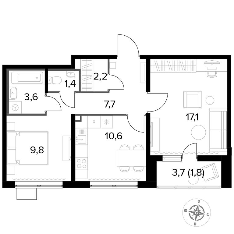 2-BD Apartment Sale, 54.2 sq. m. at Pervyi Lermontovskiy, zhiloy kompleks 1-y Lermontovskiy, Lyubertsy, Moscow Region, Russia #1 2-BD Apartment Sale, 54.2 sq. m. at Pervyi Lermontovskiy, zhiloy kompleks 1-y Lermontovskiy, Lyubertsy, Moscow Region, Russia #1