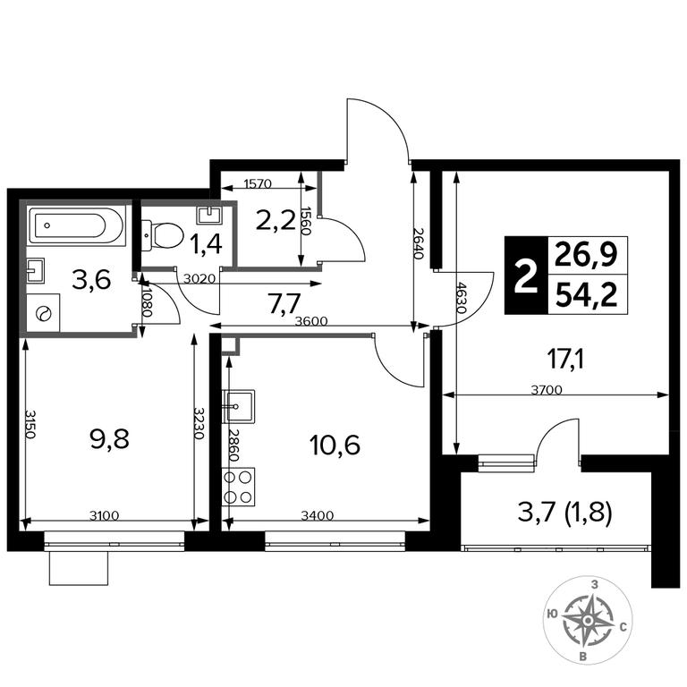 2-BD Apartment Sale, 54.2 sq. m. at Pervyi Lermontovskiy, zhiloy kompleks 1-y Lermontovskiy, Lyubertsy, Moscow Region, Russia #2 2-BD Apartment Sale, 54.2 sq. m. at Pervyi Lermontovskiy, zhiloy kompleks 1-y Lermontovskiy, Lyubertsy, Moscow Region, Russia #2