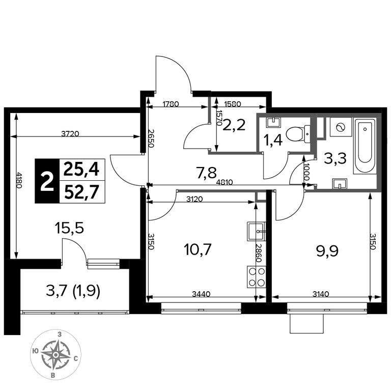 2-BD Apartment Sale, 52.7平方米 at Pervyi Lermontovskiy, zhiloy kompleks 1-y Lermontovskiy, Lyubertsy, Moscow Region, Russia #2 2-BD Apartment Sale, 52.7平方米 at Pervyi Lermontovskiy, zhiloy kompleks 1-y Lermontovskiy, Lyubertsy, Moscow Region, Russia #2