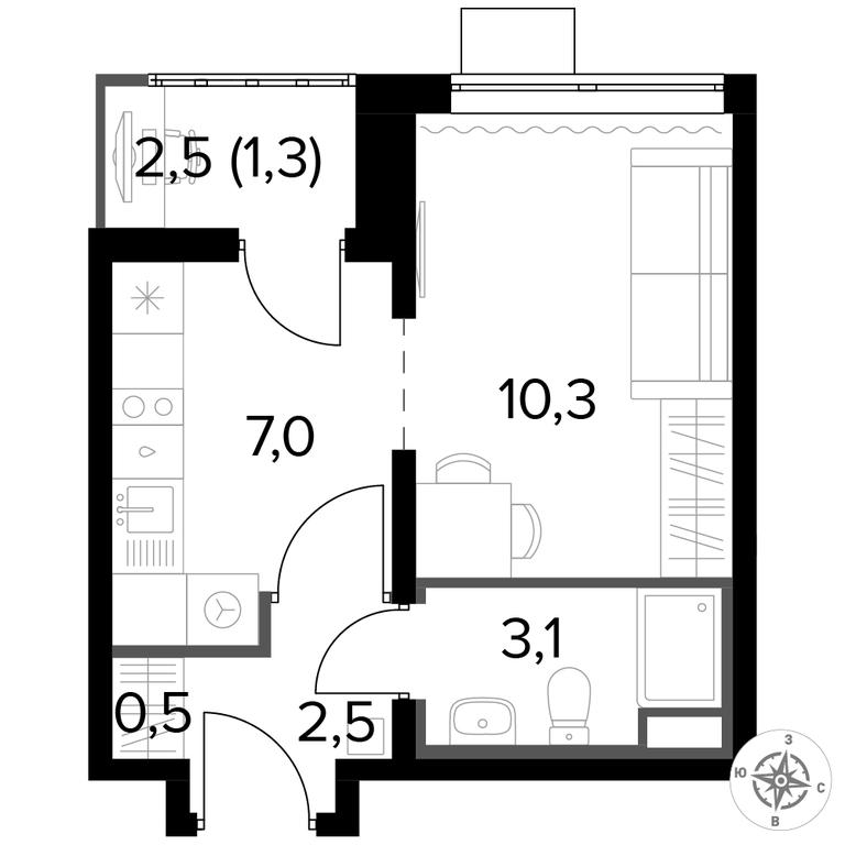 Apartment Sale, 24.4 sq. m. at Pervyi Lermontovskiy, zhiloy kompleks 1-y Lermontovskiy, Lyubertsy, Moscow Region, Russia #1