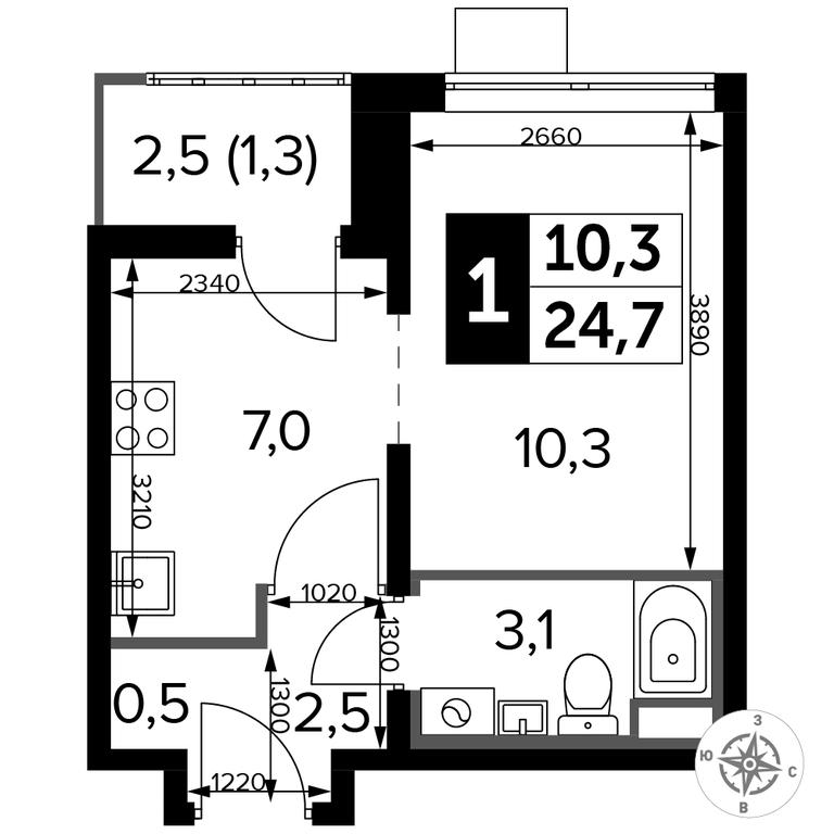 Apartment Sale, 24.4 sq. m. at Pervyi Lermontovskiy, zhiloy kompleks 1-y Lermontovskiy, Lyubertsy, Moscow Region, Russia #2