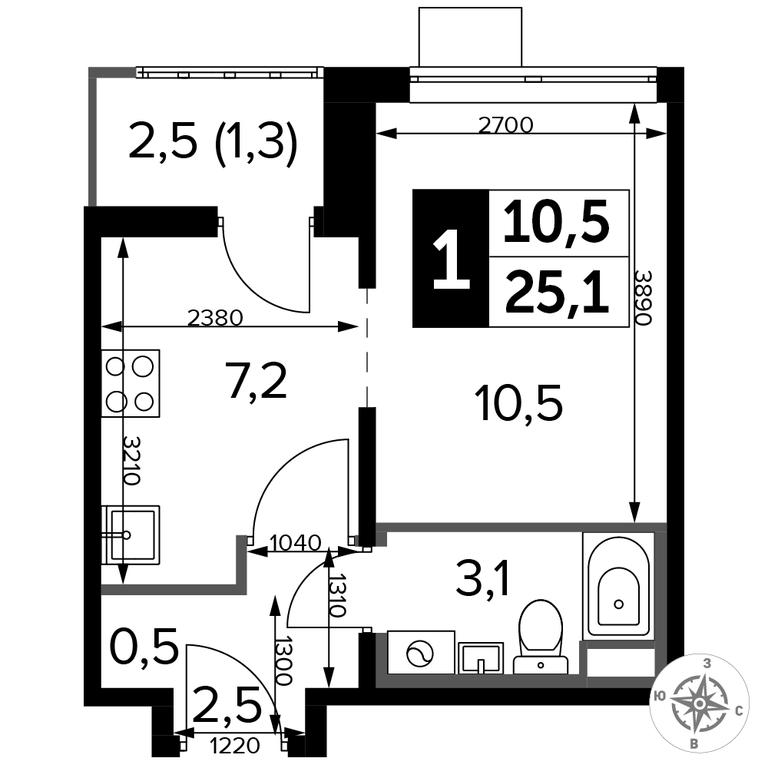 Apartment Sale, 24.9 sq. m. at Pervyi Lermontovskiy, zhiloy kompleks 1-y Lermontovskiy, Lyubertsy, Moscow Region, Russia #2