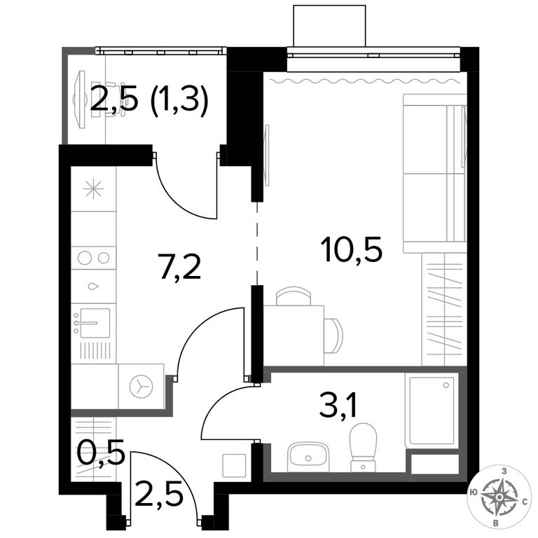 Apartment Sale, 24.9 sq. m. at Pervyi Lermontovskiy, zhiloy kompleks 1-y Lermontovskiy, Lyubertsy, Moscow Region, Russia #1