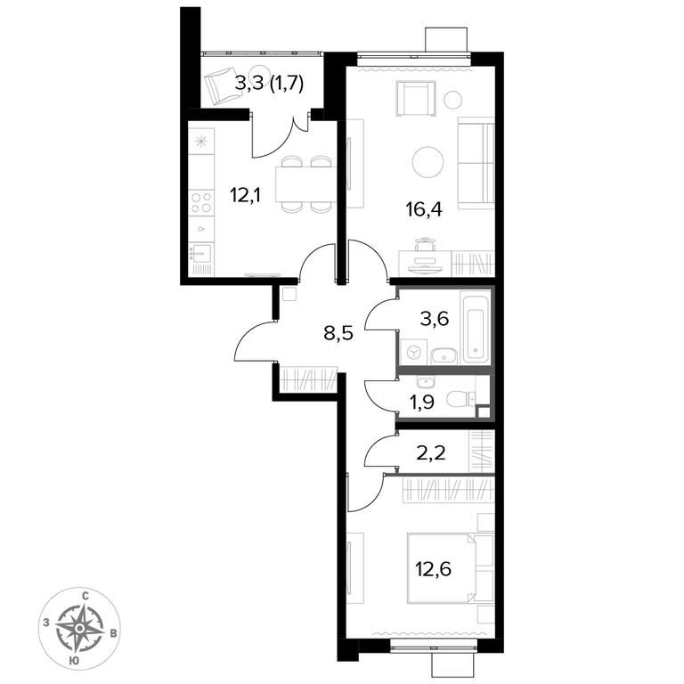 2-BD Apartment Sale, 58.9 sq. m. at Pervyi Lermontovskiy, zhiloy kompleks 1-y Lermontovskiy, Lyubertsy, Moscow Region, Russia #1 2-BD Apartment Sale, 58.9 sq. m. at Pervyi Lermontovskiy, zhiloy kompleks 1-y Lermontovskiy, Lyubertsy, Moscow Region, Russia #1